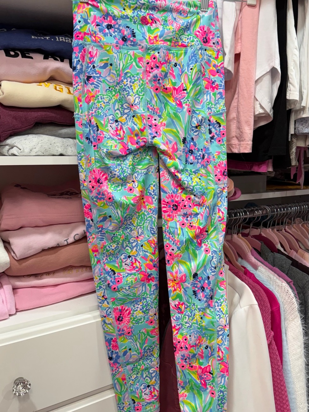 Lilly Pulitzer Aqua Floral High-Rise Leggings - Picture 2 of 7